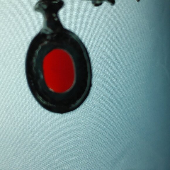 Antique Red Carnelian Stone Brooch or Hat Jewelry Silverplated in Bezel Setting - Picture 5 of 10